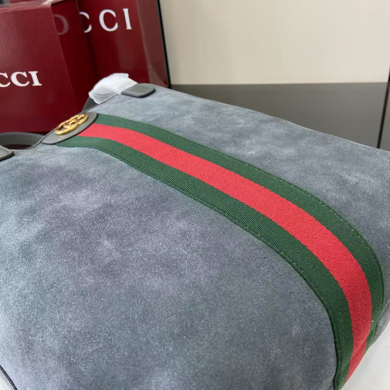 New Arrival Ophidia Series Dark Grey Suede Tote Bag auto draft